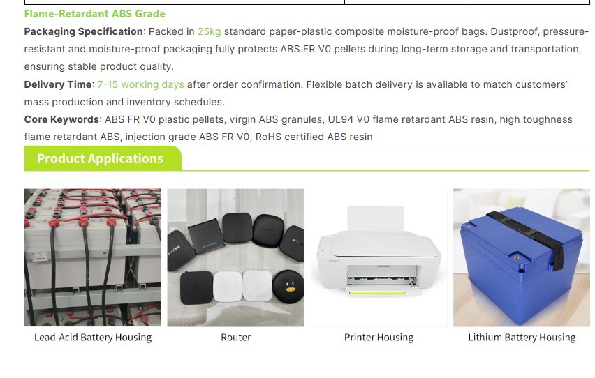 V0 Flame Retardant ABS